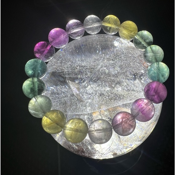 Mixed Color Fluorite Bead Bracelet - Picture 9 of 9